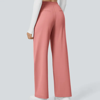 Women's High-Waisted Straight-Leg Trousers with Pockets