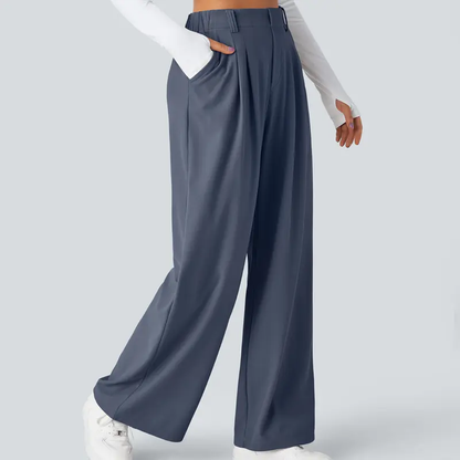Women's High-Waisted Wide-Leg Trousers with Pockets