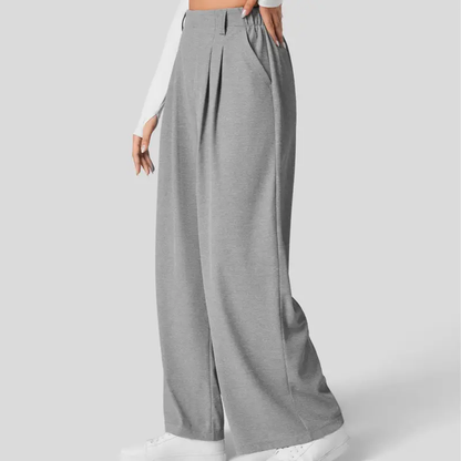 Women's High-Waisted Wide-Leg Trousers with Pockets
