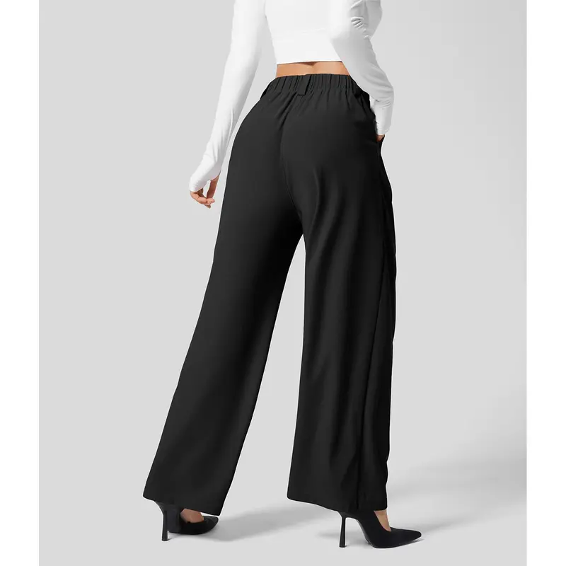 Women's High-Waisted Wide-Leg Trousers with Pockets