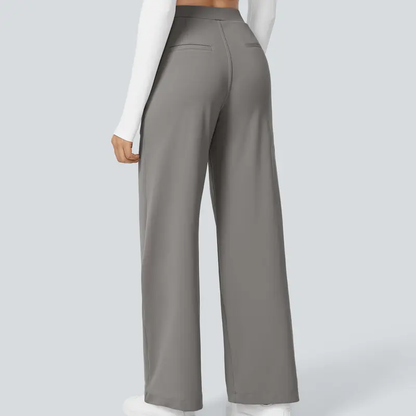 Women's High-Waisted Straight-Leg Trousers with Pockets