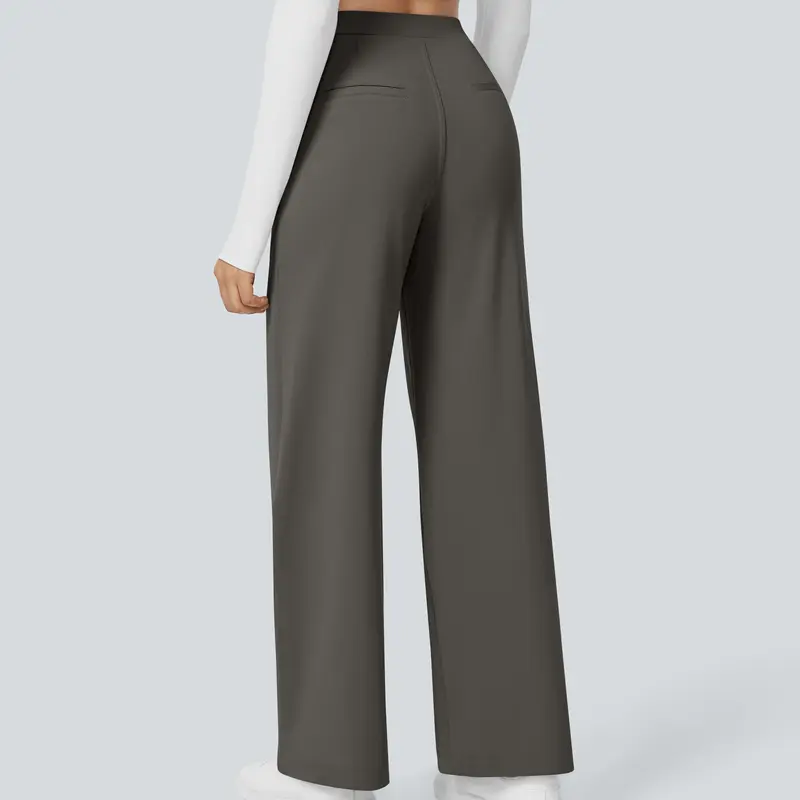 Women's High-Waisted Straight-Leg Trousers with Pockets