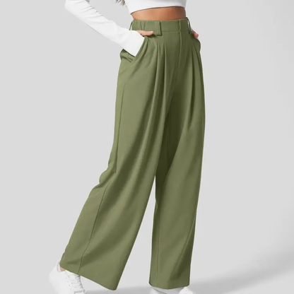 Women's High-Waisted Wide-Leg Trousers with Pockets