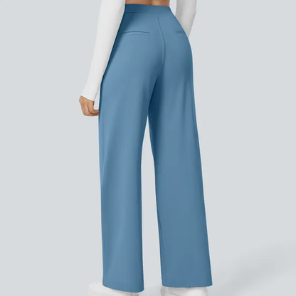Women's High-Waisted Straight-Leg Trousers with Pockets
