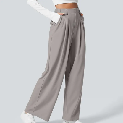 Women's High-Waisted Wide-Leg Trousers with Pockets