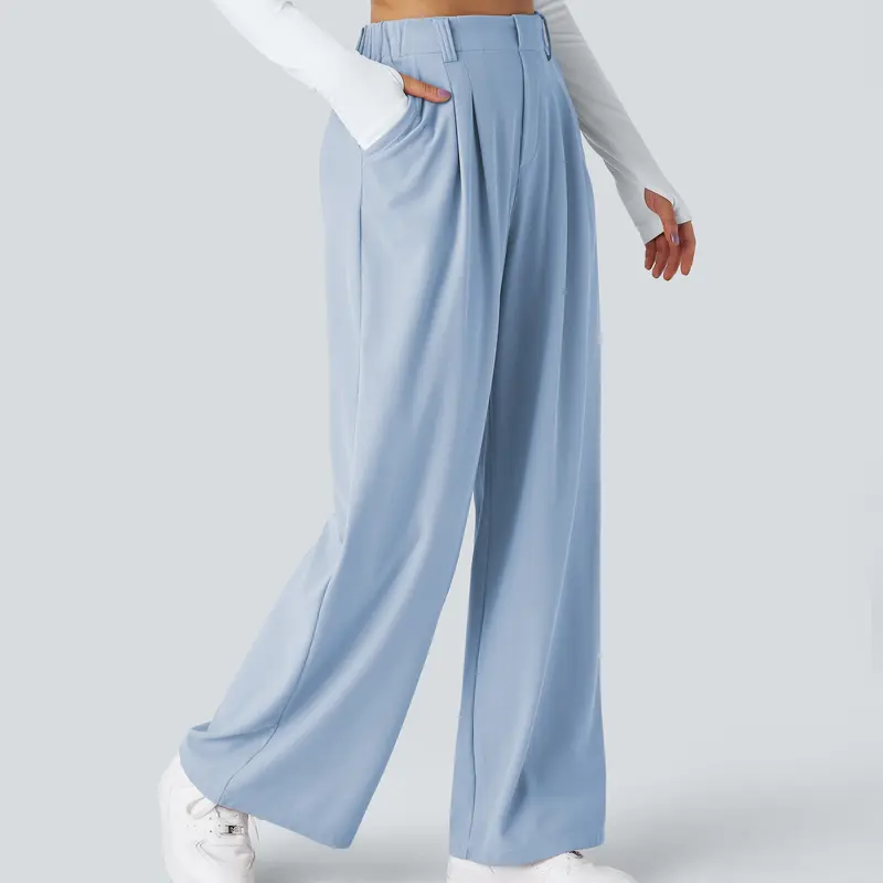 Women's High-Waisted Wide-Leg Trousers with Pockets