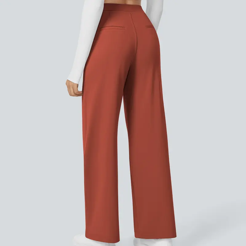 Women's High-Waisted Straight-Leg Trousers with Pockets