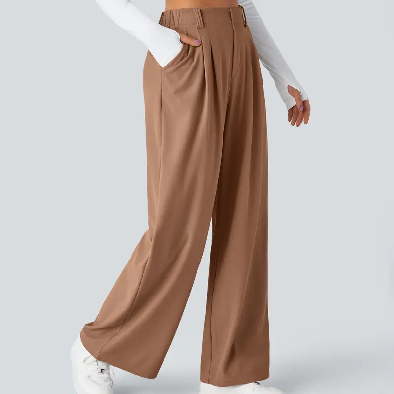 Women's High-Waisted Wide-Leg Trousers with Pockets