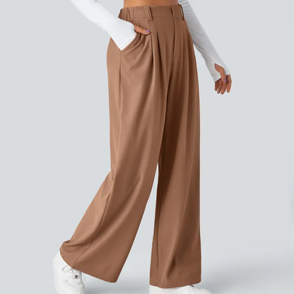 Women's High-Waisted Wide-Leg Trousers with Pockets