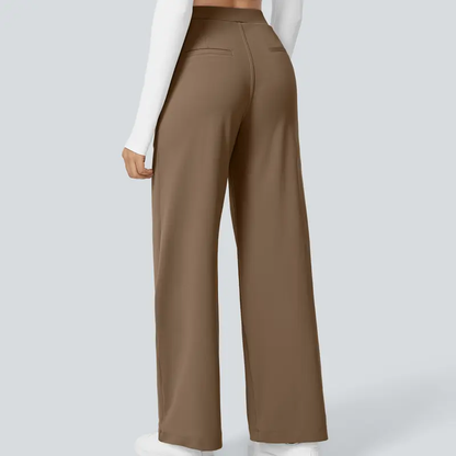 Women's High-Waisted Straight-Leg Trousers with Pockets