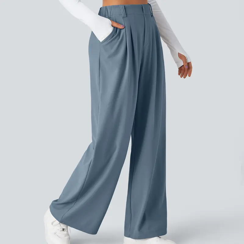 Women's High-Waisted Wide-Leg Trousers with Pockets