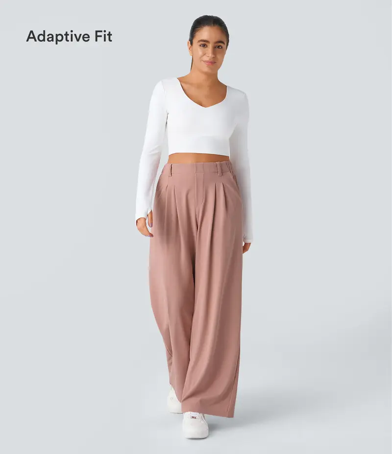 Women's High-Waisted Wide-Leg Trousers with Pockets