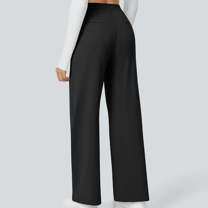 Women's High-Waisted Straight-Leg Trousers with Pockets