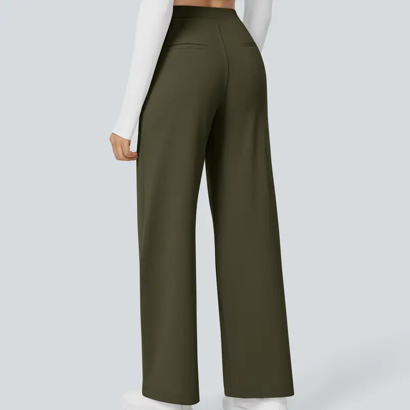 Women's High-Waisted Straight-Leg Trousers with Pockets