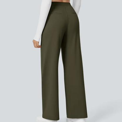 Women's High-Waisted Straight-Leg Trousers with Pockets