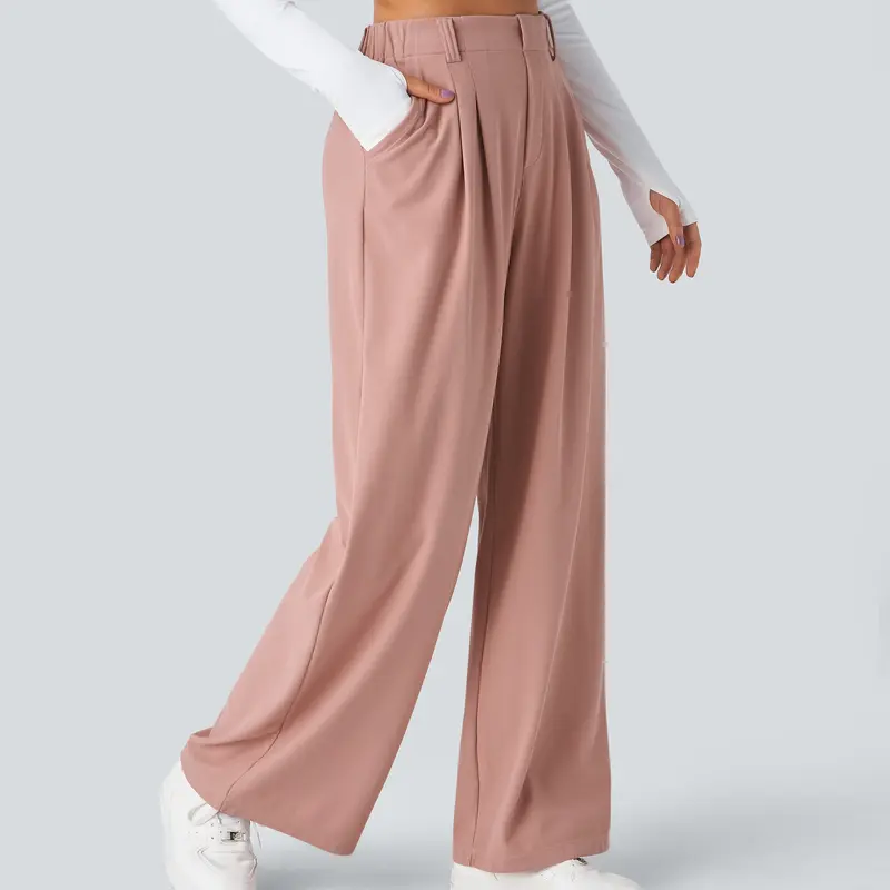 Women's High-Waisted Wide-Leg Trousers with Pockets