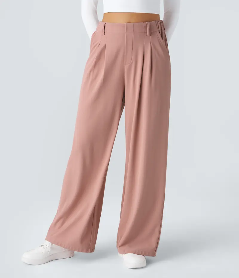 Women's High-Waisted Wide-Leg Trousers with Pockets