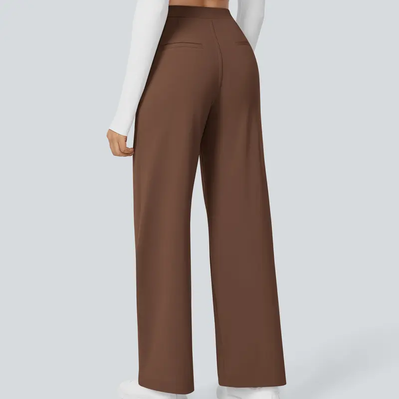 Women's High-Waisted Straight-Leg Trousers with Pockets