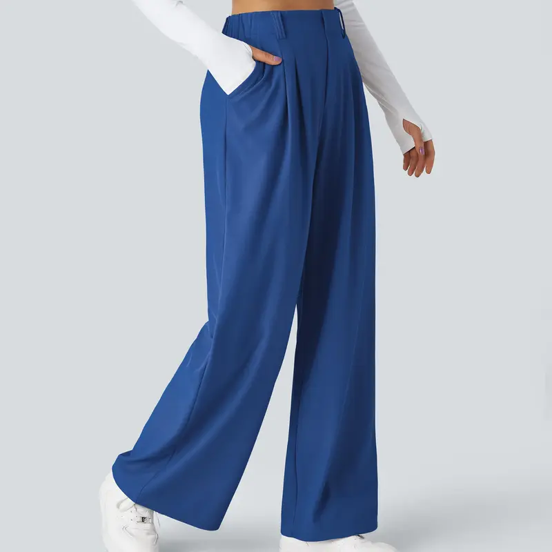 Women's High-Waisted Wide-Leg Trousers with Pockets