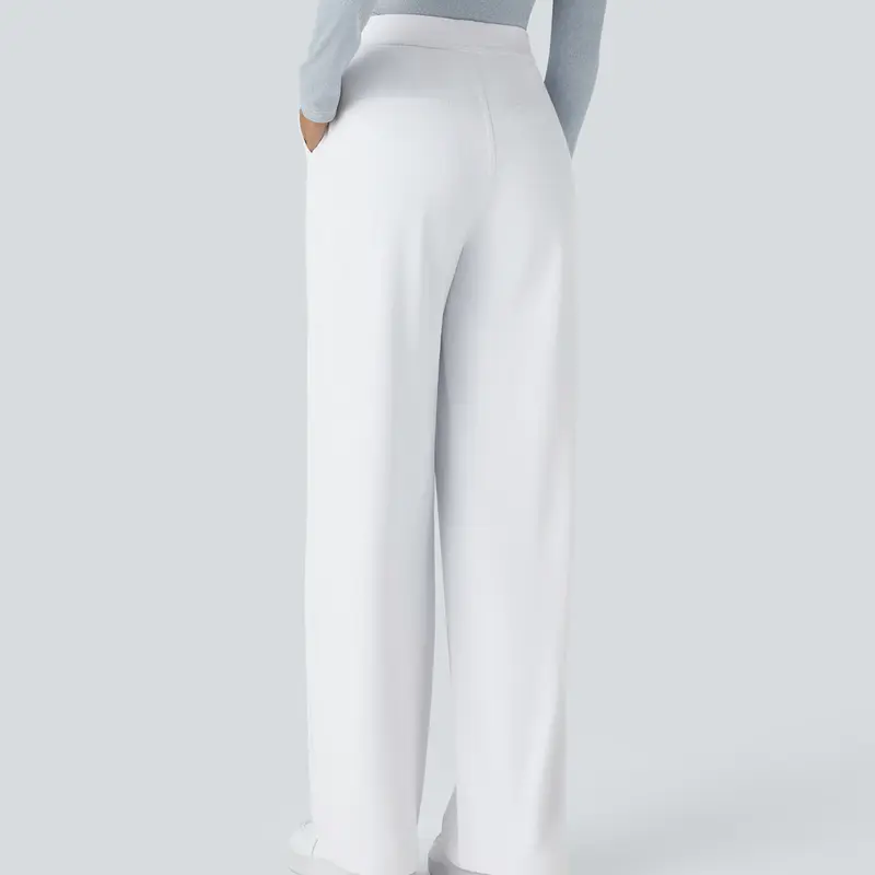 Women's High-Waisted Straight-Leg Trousers with Pockets