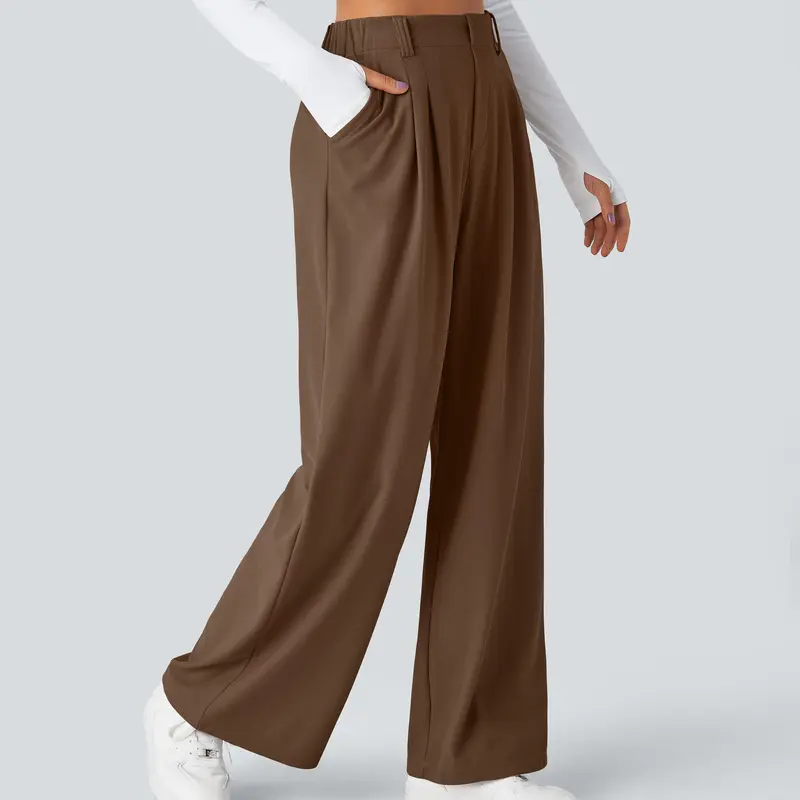 Women's High-Waisted Wide-Leg Trousers with Pockets