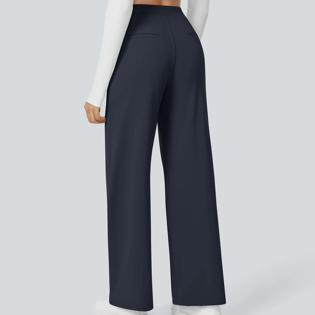 Women's High-Waisted Straight-Leg Trousers with Pockets